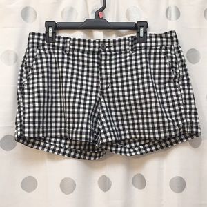 Black and white gingham check shorts
